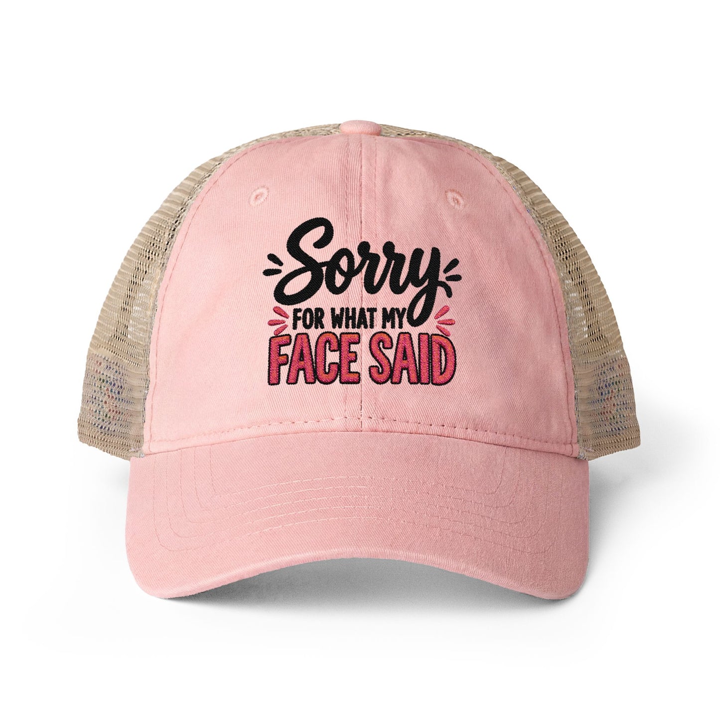 Sorry for What My Face Said - Women's Washed Mesh-Back Cap