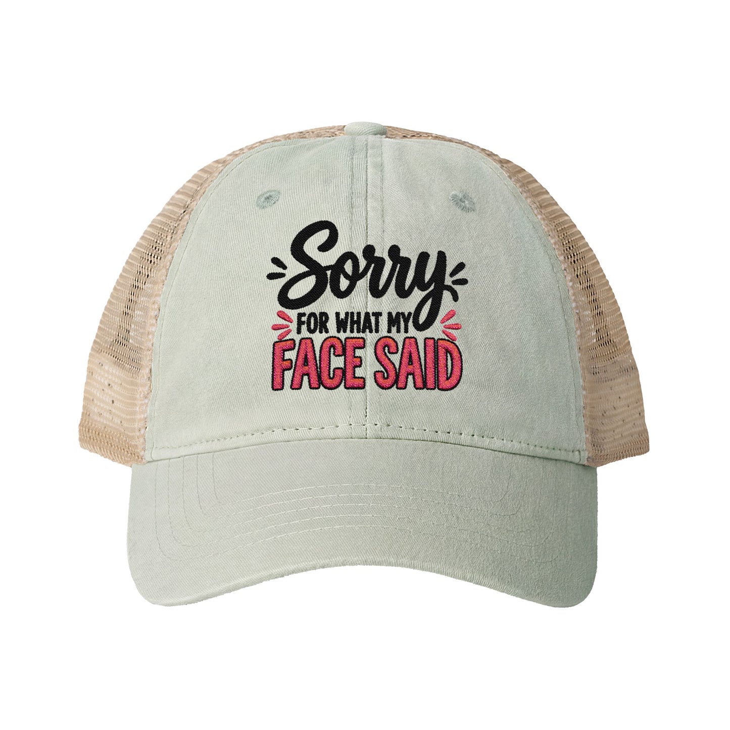 Sorry for What My Face Said - Women's Washed Mesh-Back Cap