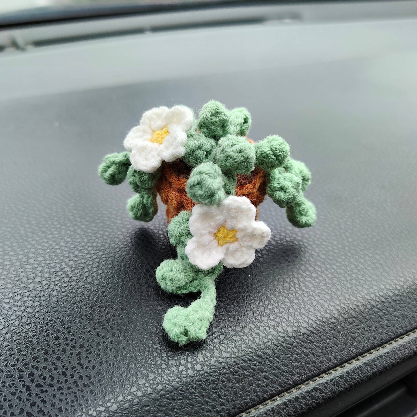 Crochet Car Vent Clip, Crochet Car Plant, Strawberry, Daisy