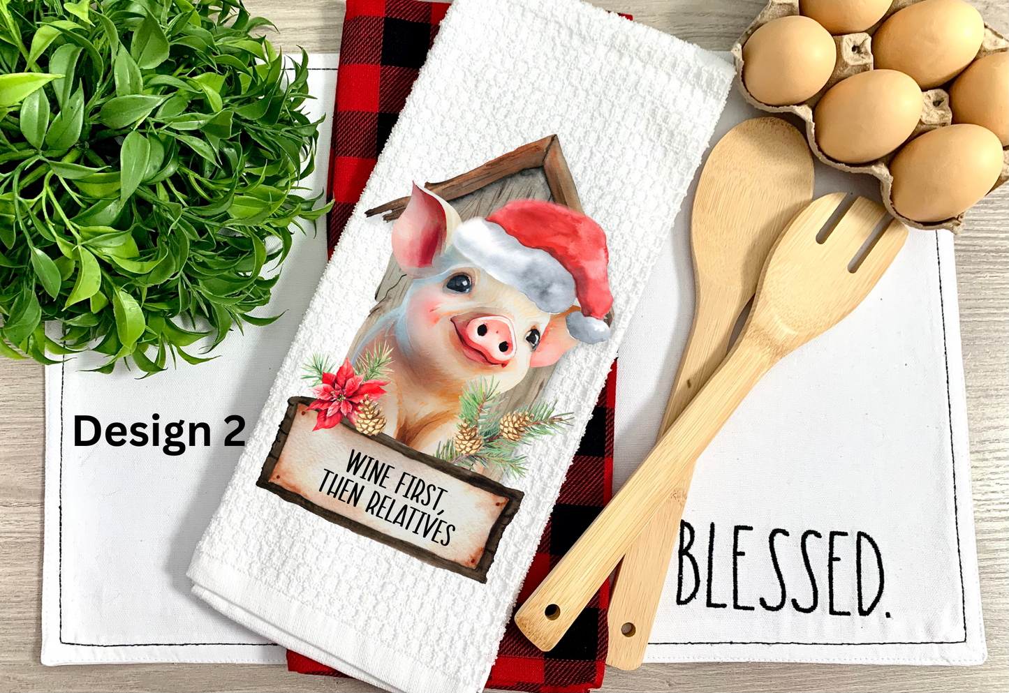 Funny Christmas Piglet Kitchen Towels