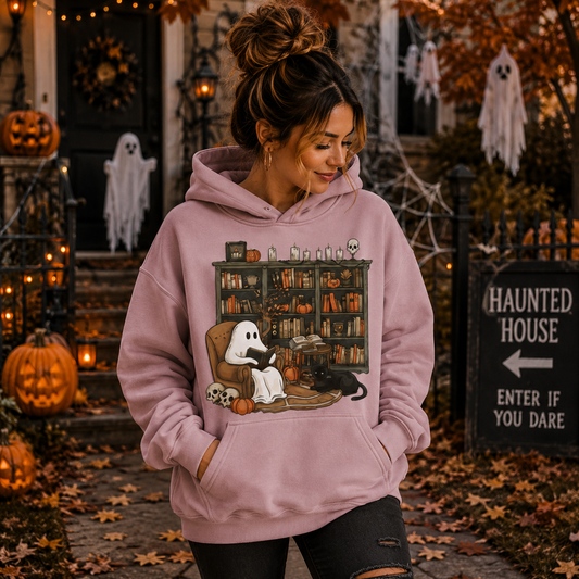 Ghosts & Black Cats Halloween -Oversize Fleeced Hoodie