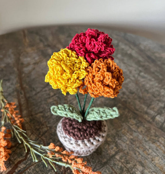 Crochet Mini Mums In A Pot