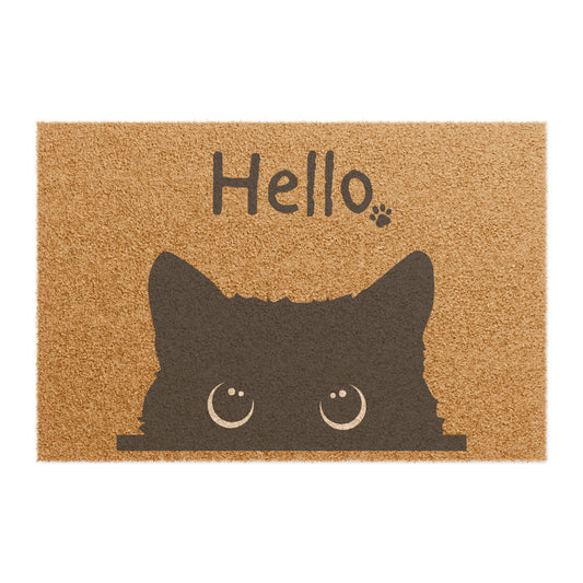 Hello Cat Doormat – Cute Peekaboo Kitty Welcome Mat for Pet Lovers
