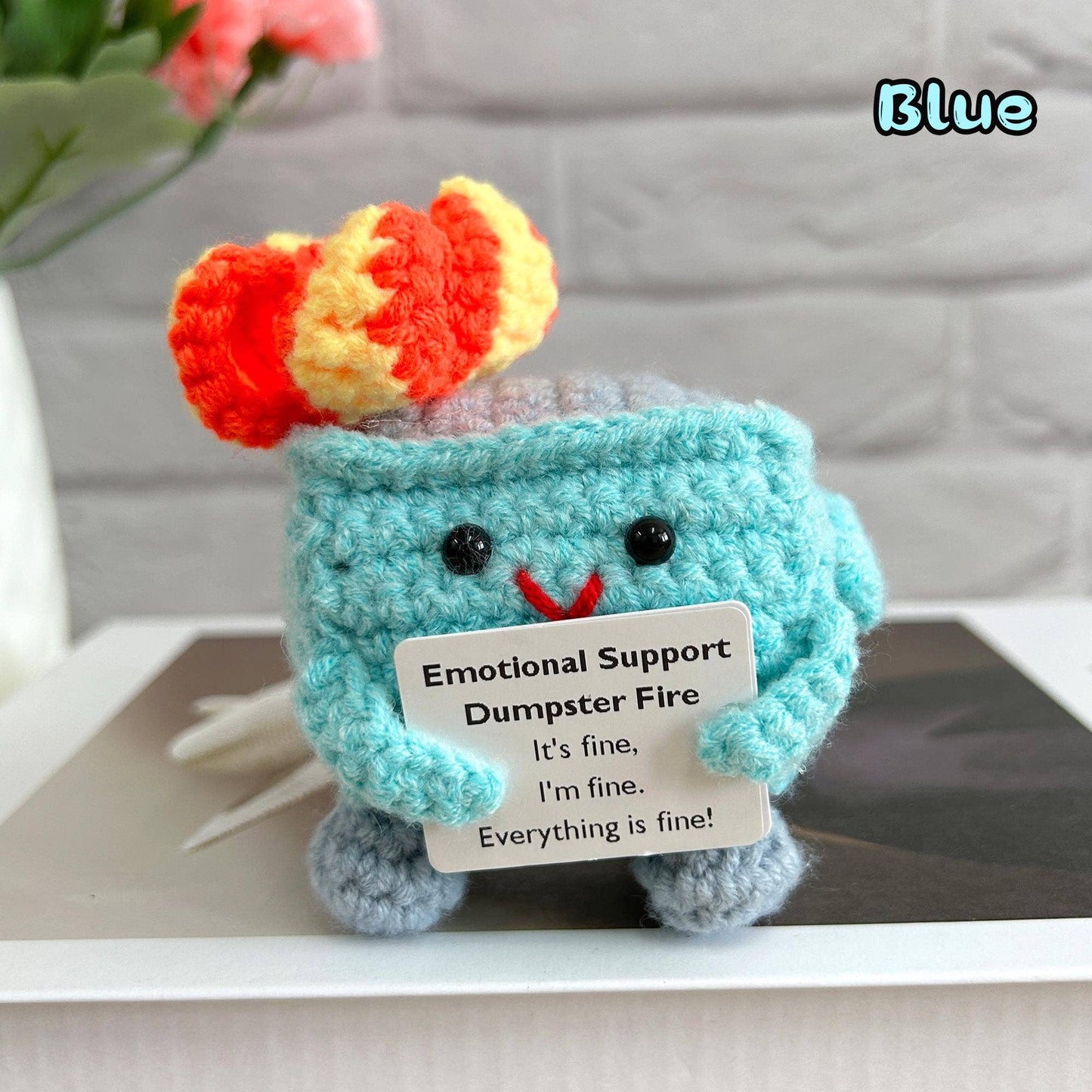 Crochet Emotional Support Dumpster Fire,Handmade Stuffed Toy