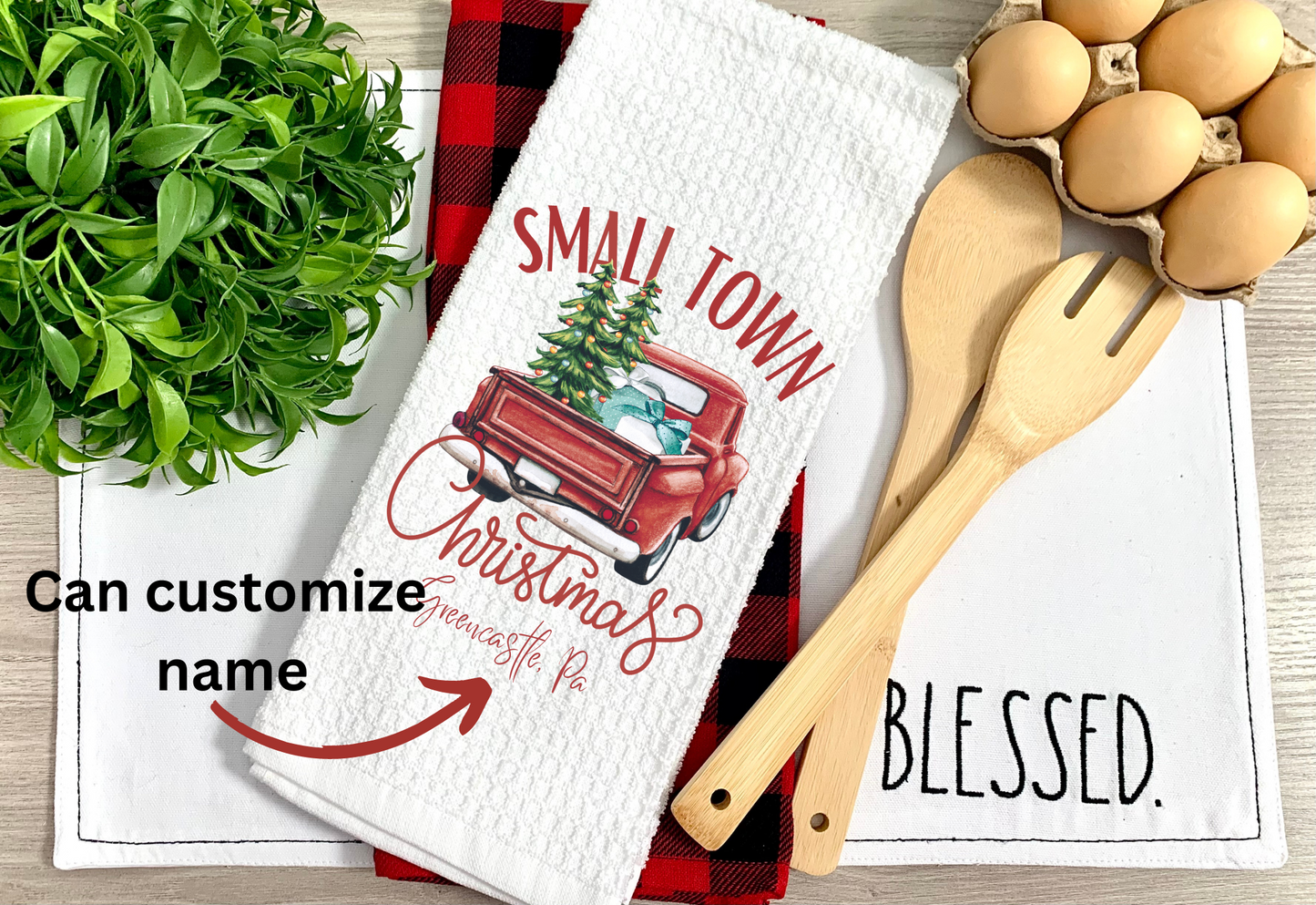 Small Town Christmas Kitchen Tea Towel