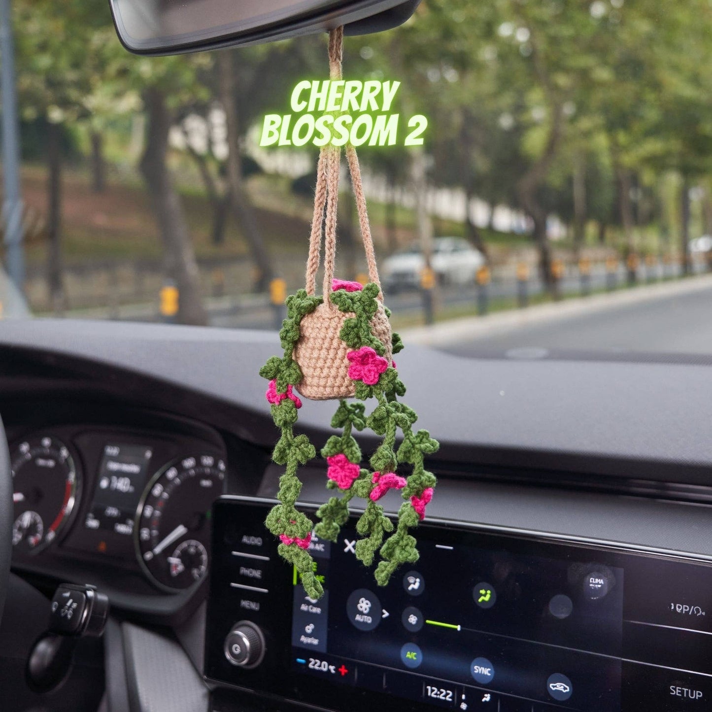 Cute Crochet Flower Plant Car Mirror Hanging Ornament