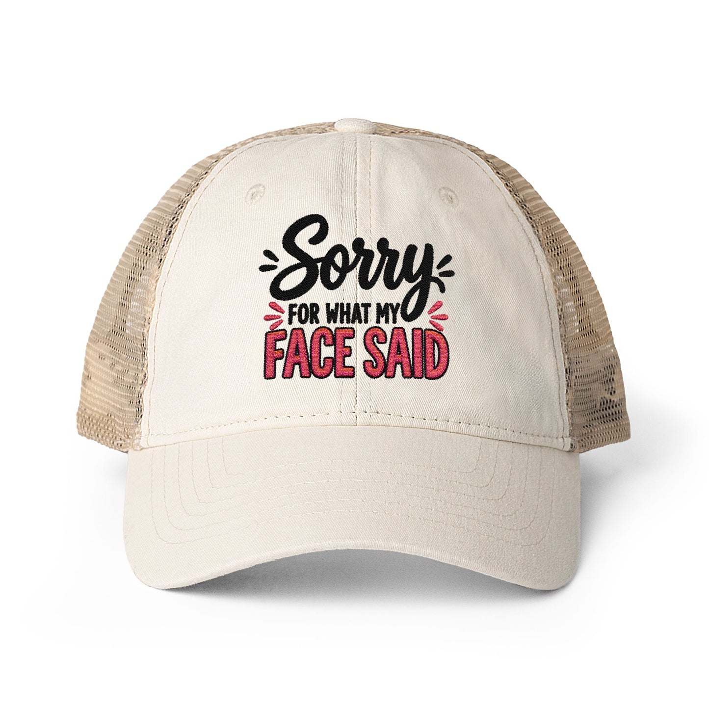 Sorry for What My Face Said - Women's Washed Mesh-Back Cap