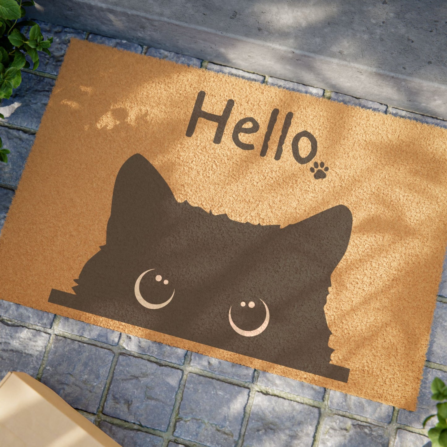 Hello Cat Doormat – Cute Peekaboo Kitty Welcome Mat for Pet Lovers