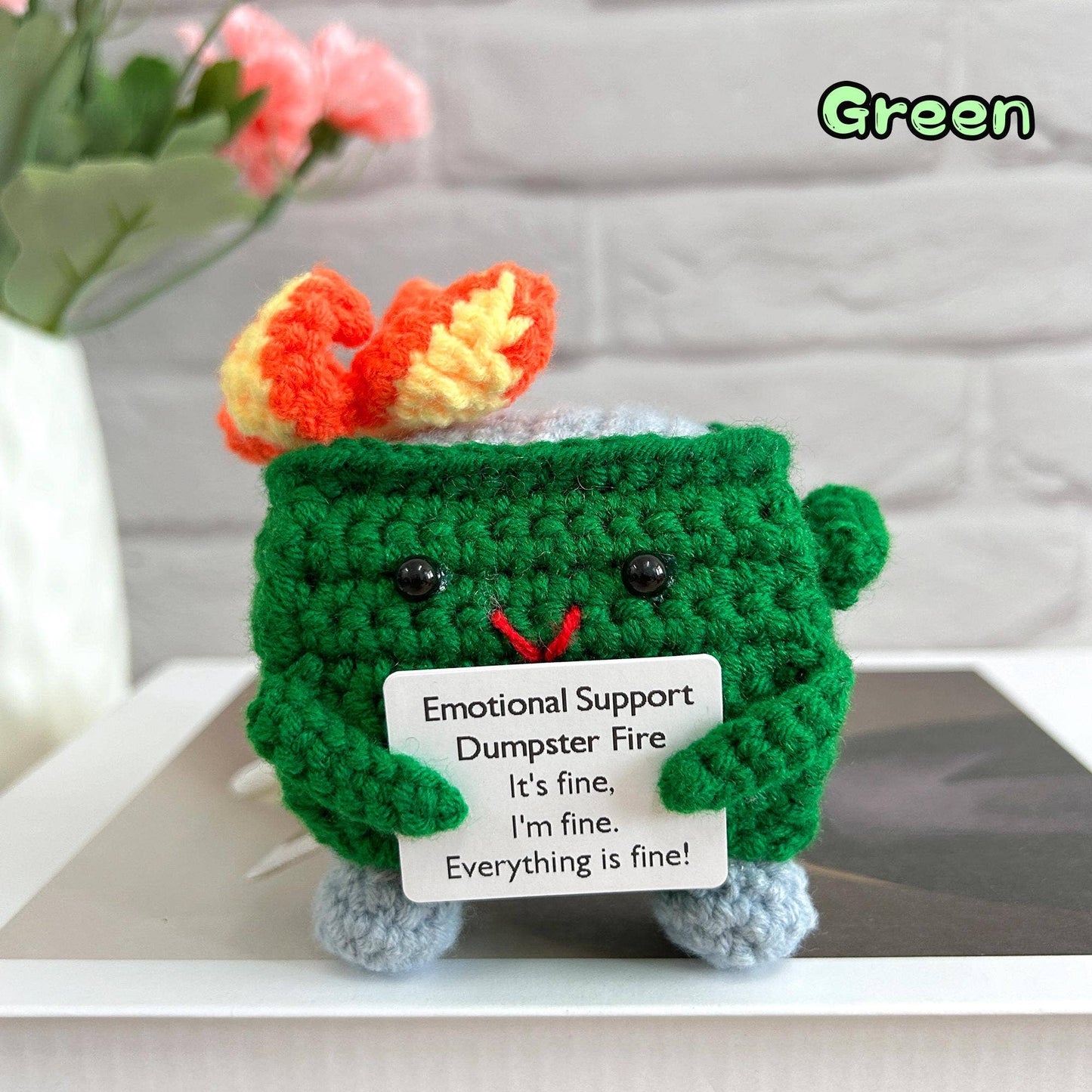 Crochet Emotional Support Dumpster Fire,Handmade Stuffed Toy