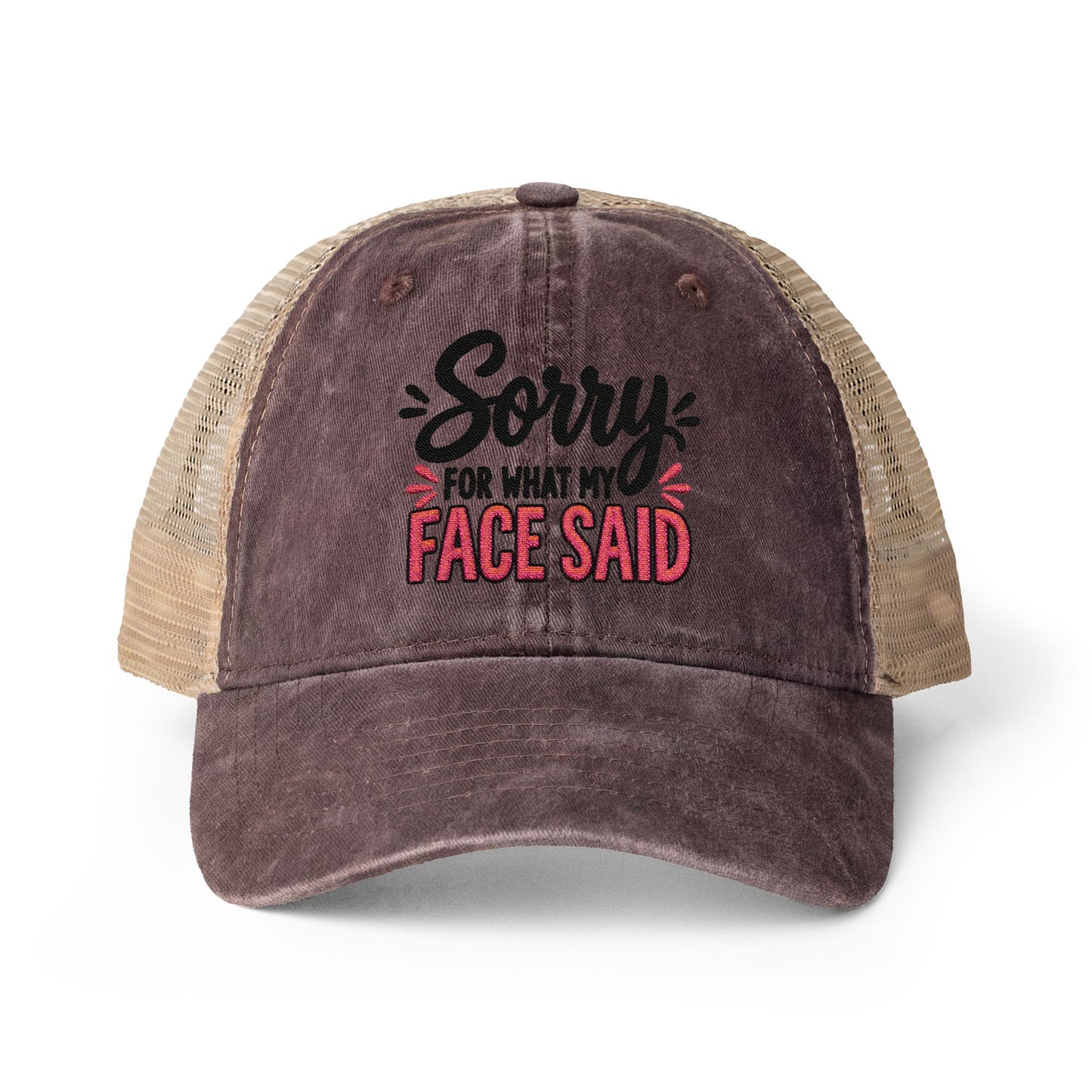 Sorry for What My Face Said - Women's Washed Mesh-Back Cap