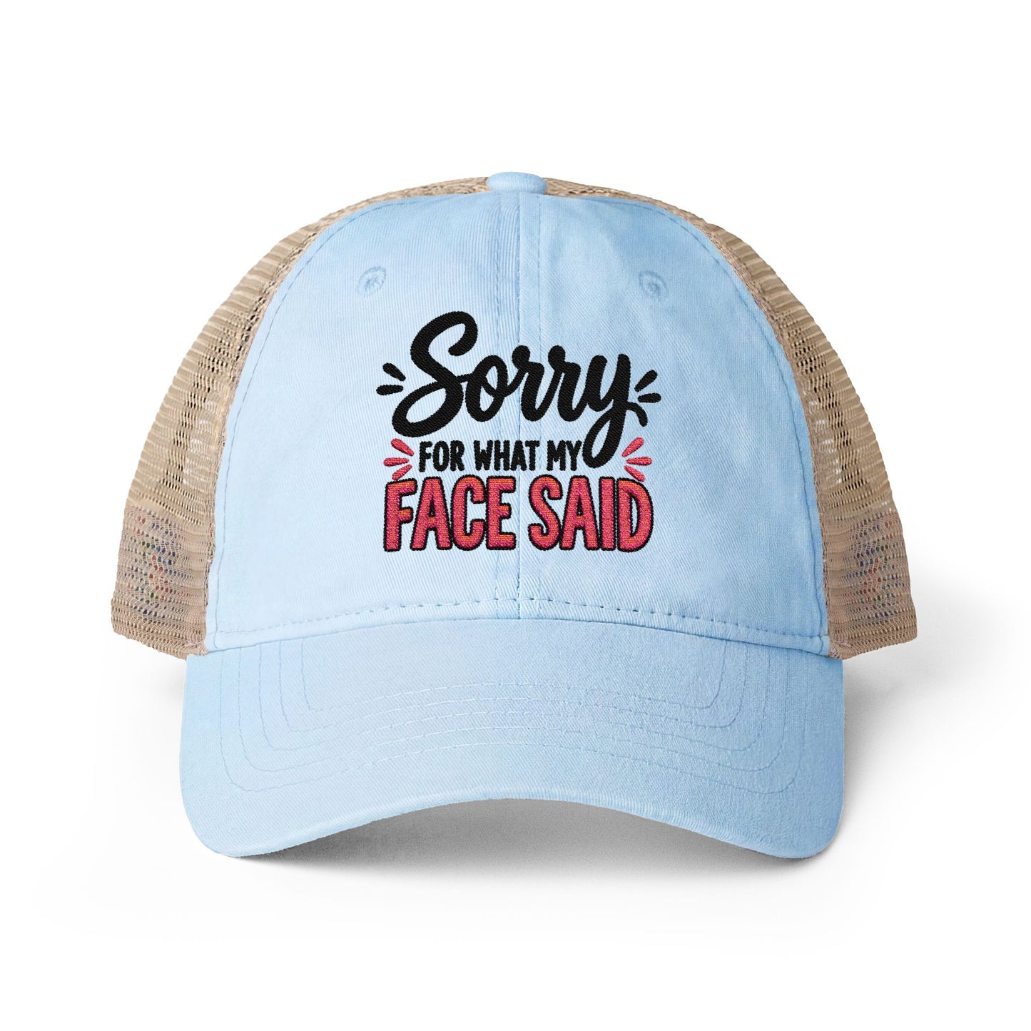 Sorry for What My Face Said - Women's Washed Mesh-Back Cap