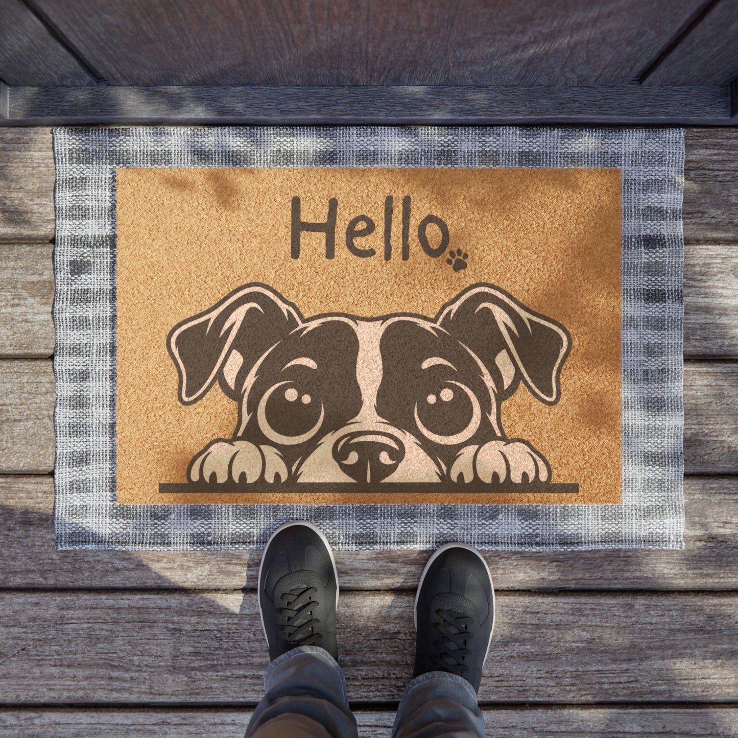 Hello Puppy Doormat — Cute Dog Welcome Mat with Paw Print