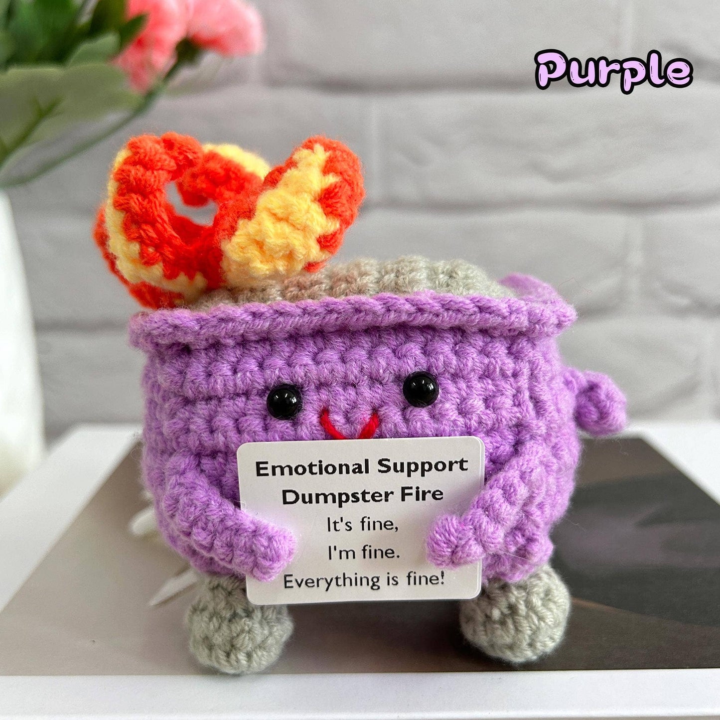 Crochet Emotional Support Dumpster Fire,Handmade Stuffed Toy