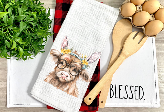 Highland Bunny Bliss Kitchen Towel