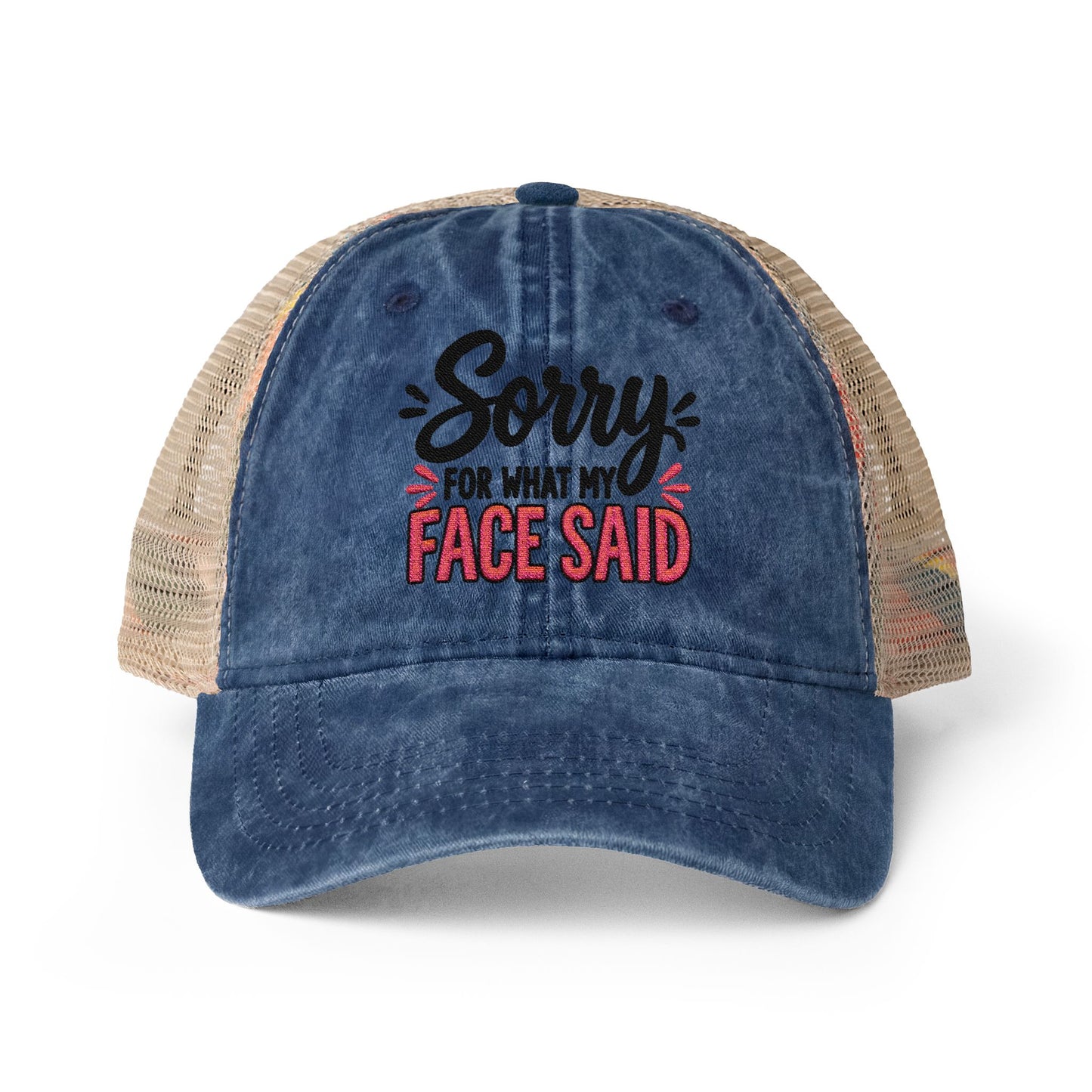 Sorry for What My Face Said - Women's Washed Mesh-Back Cap