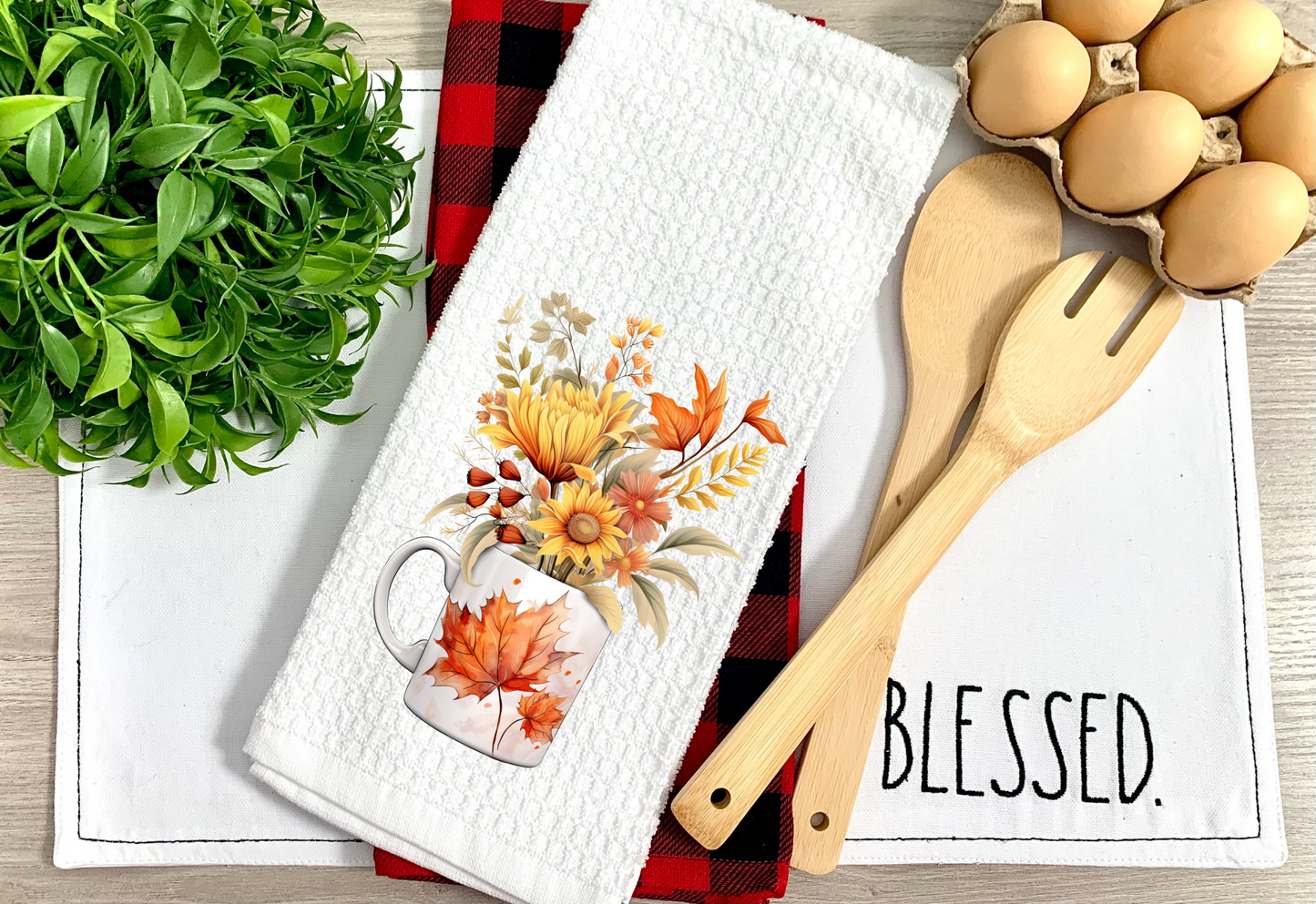 Autumn Blooms Tea Towel