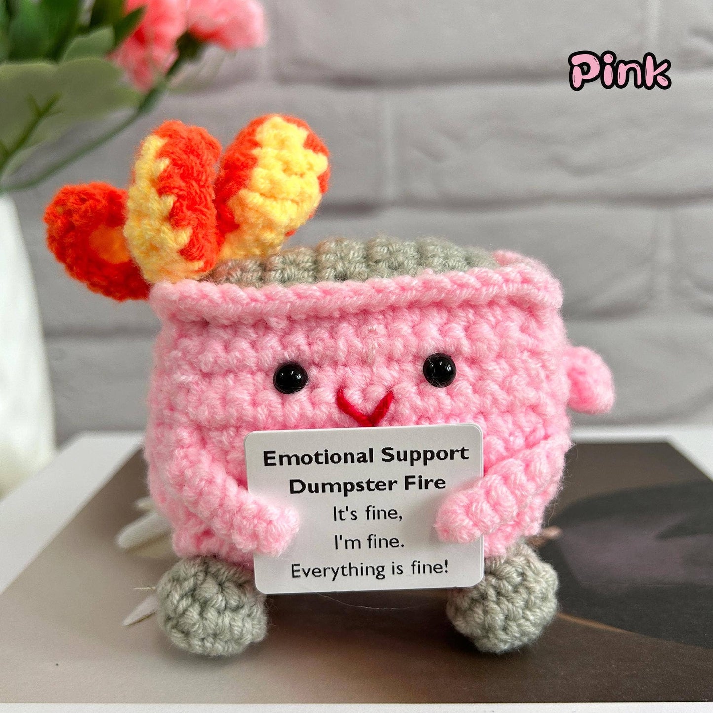 Crochet Emotional Support Dumpster Fire,Handmade Stuffed Toy