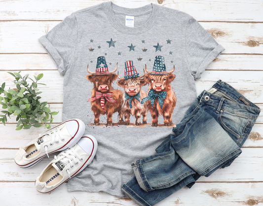 Patriotic Highland Cows T-Shirt