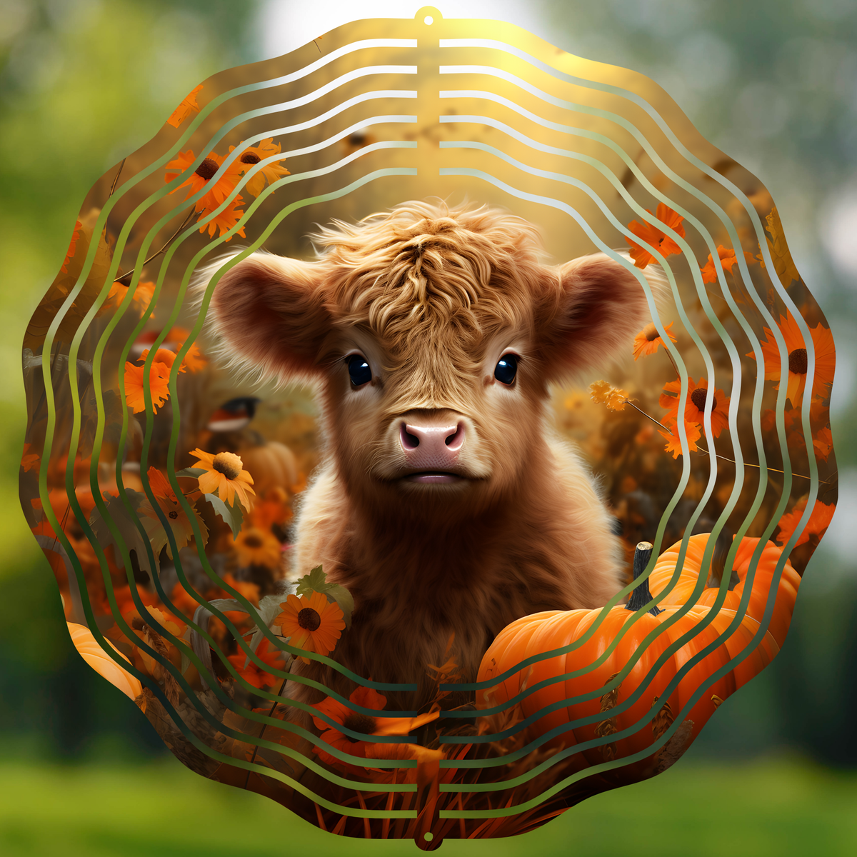 Autumn Highland Cow Wind Spinner