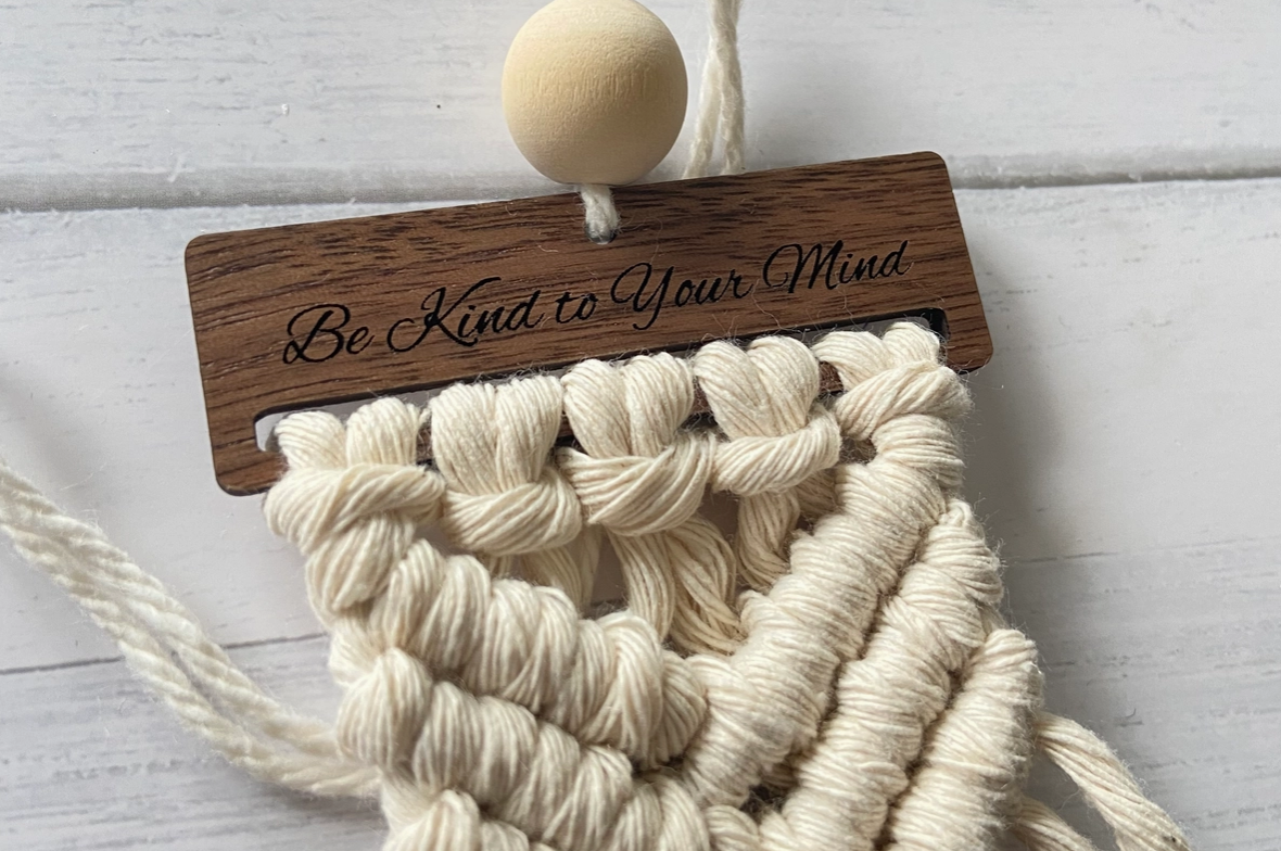 Be Kind to Your Mind Macrame Car Diffuser