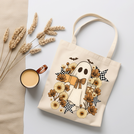 Autumn Ghost with Coffee & Books Tote Bag