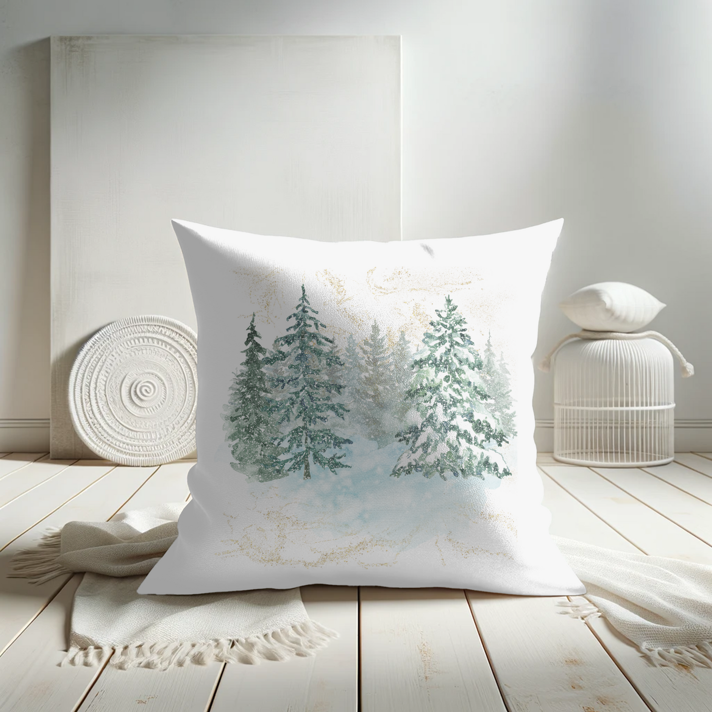 Snowy Pines Winter Pillow