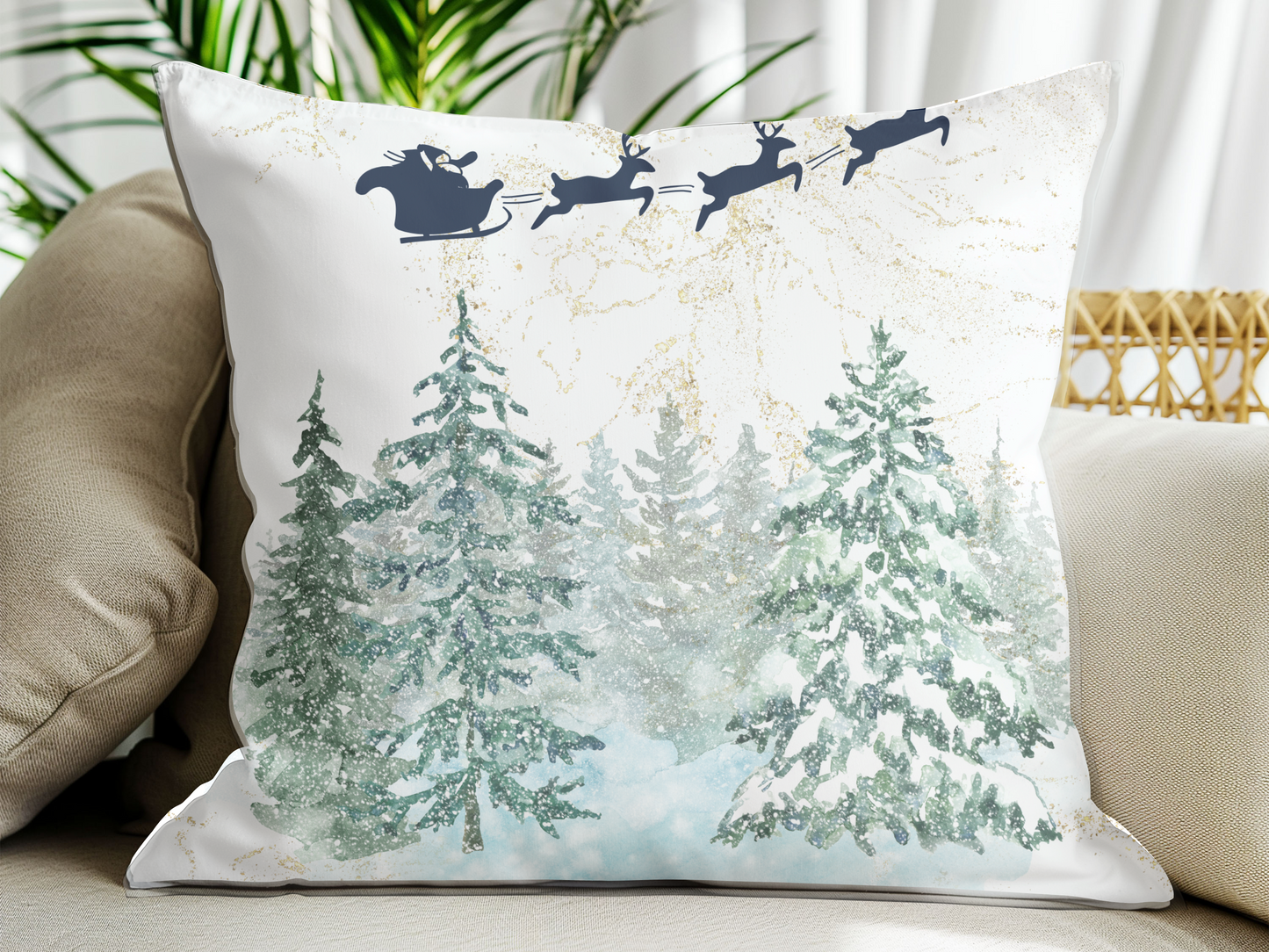 Snowy Pines Winter Pillow