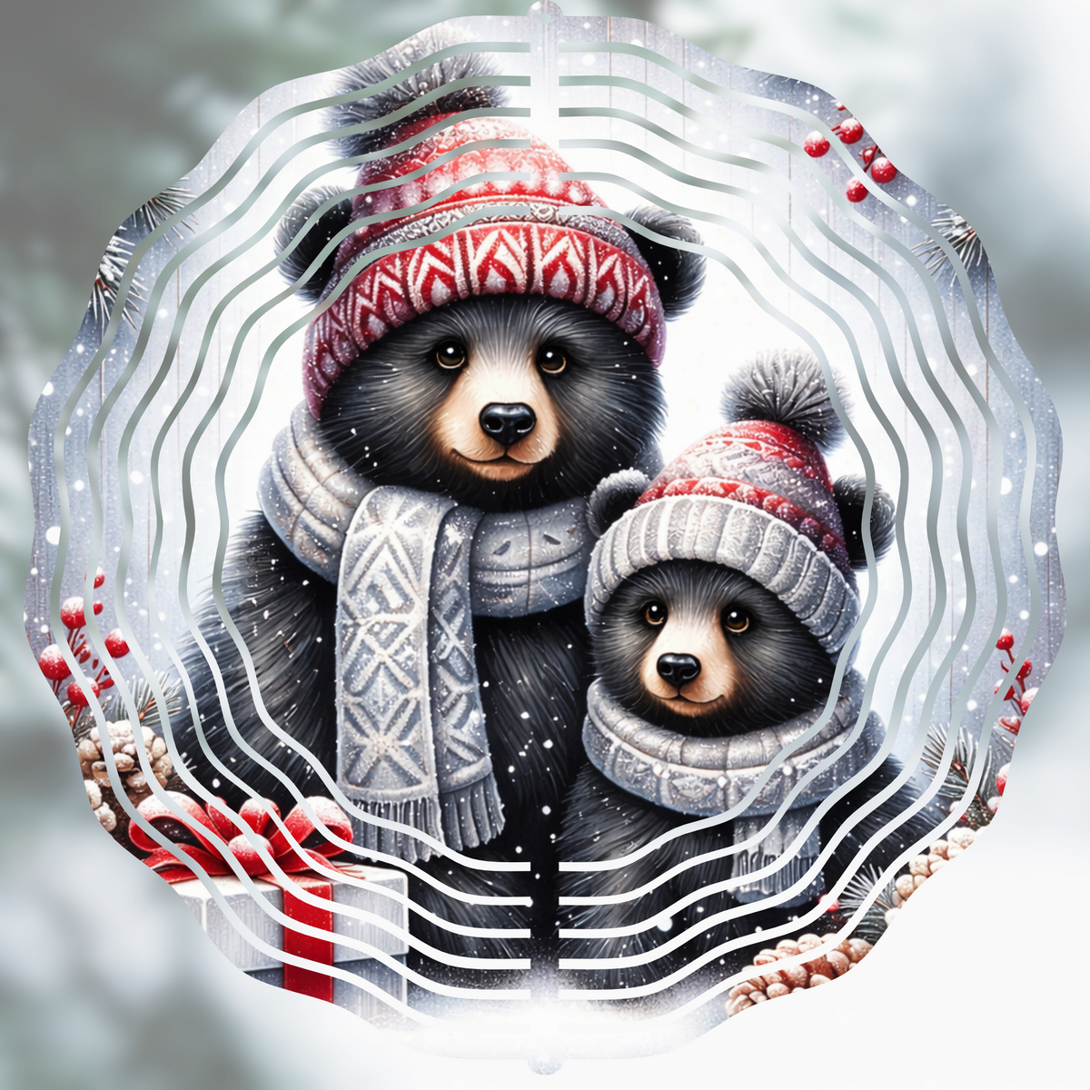 Cozy Winter Bears Wind Spinner