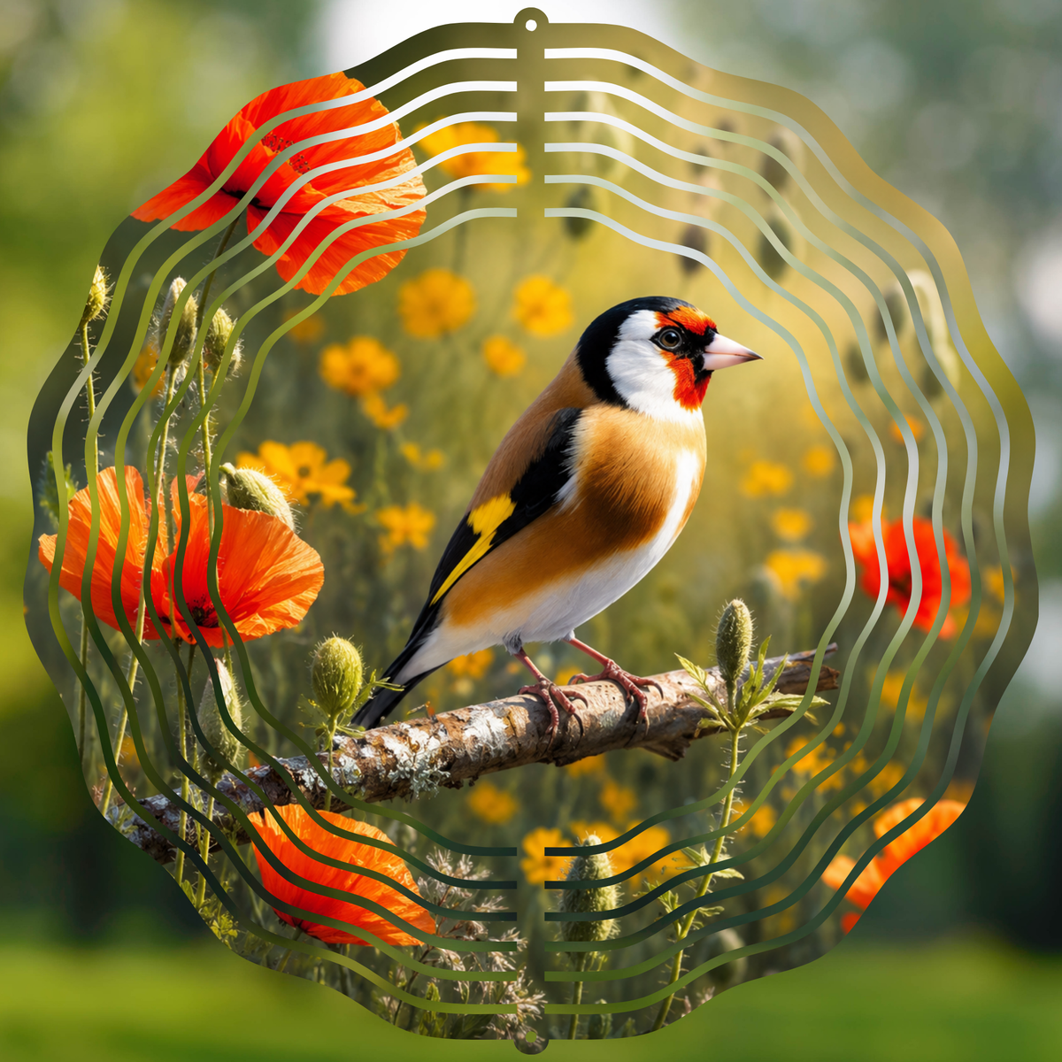 European Goldfinch & Poppies Wind Spinner