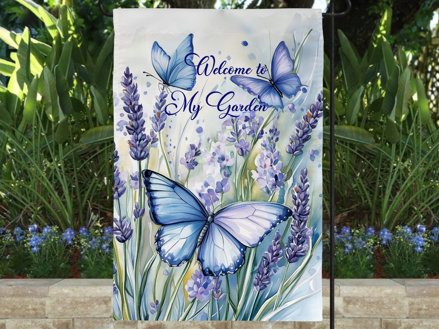 Welcome to My Garden Lavender Flag