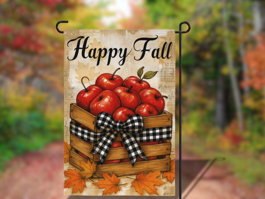 Happy Fall Apple Crate Garden Flag