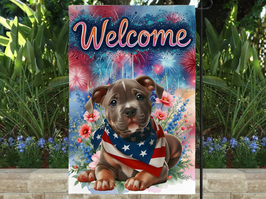 Patriotic Pitbull Garden Flag