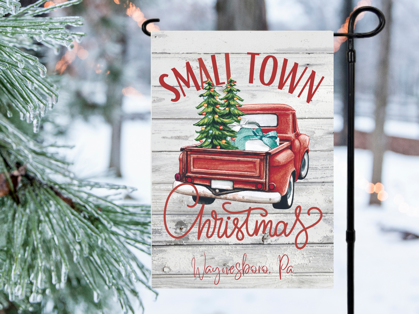 Christmas Small Town Garden Flag