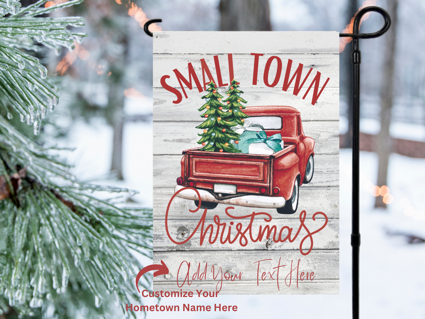 Christmas Small Town Garden Flag