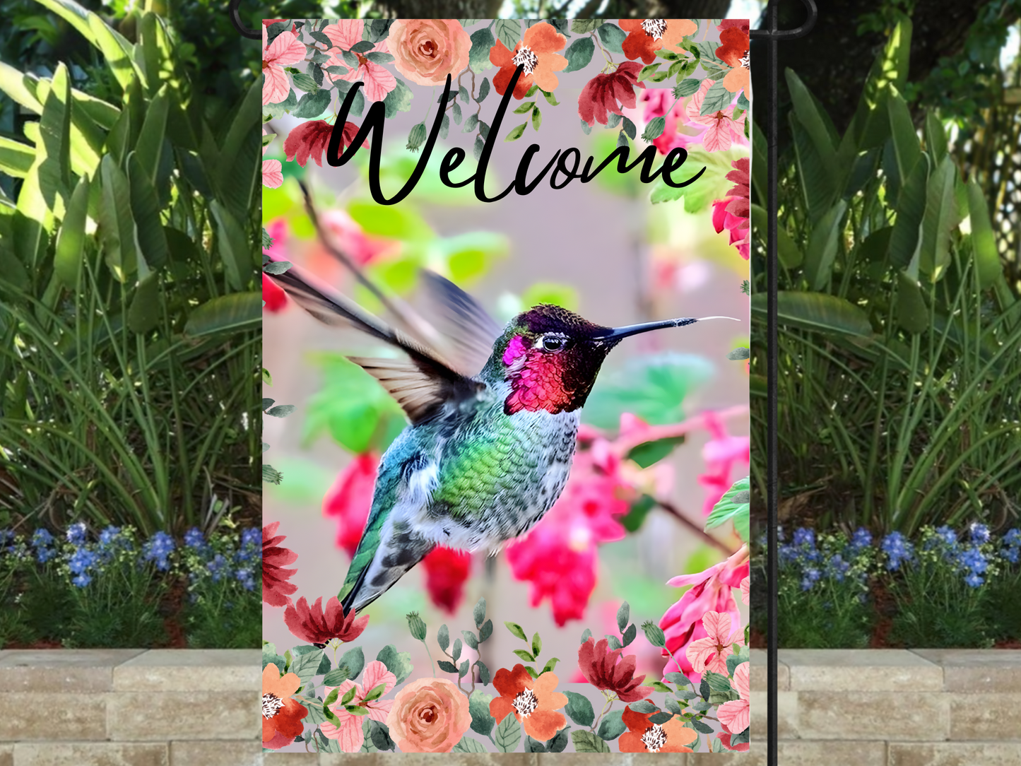 Hummingbird Wind Spinner and Garden Flag Combo