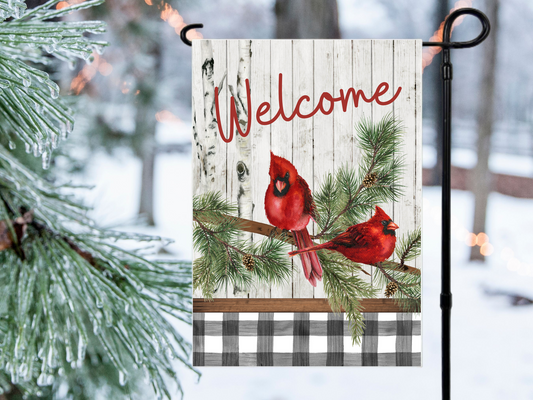 Winter Cardinal Garden Flag