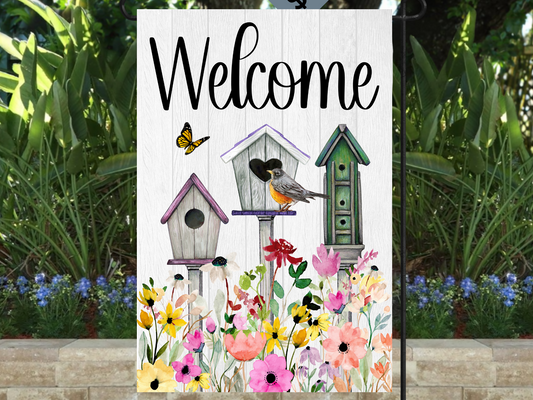 Birdhouse Garden Flag