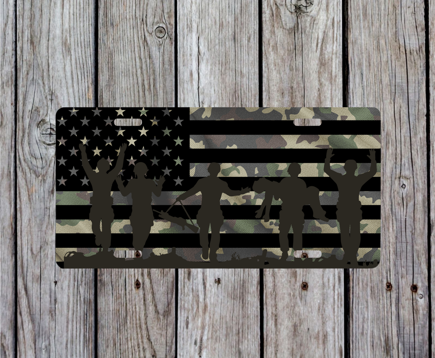 American Flag Camo/Soldiers License Plate