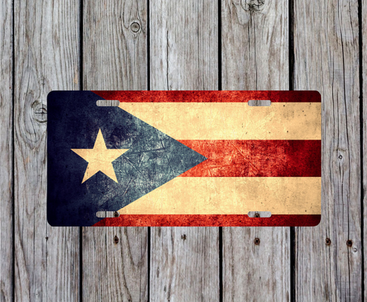 Vintage Puerto Rico Flag License Plate