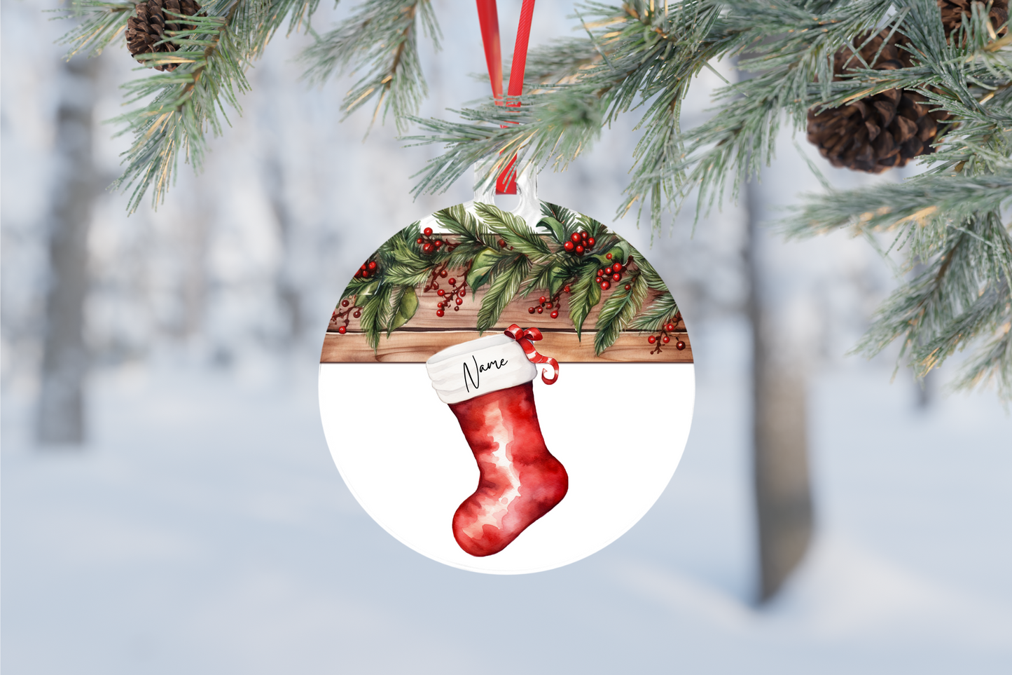 Customizable Family Christmas Stocking Ornament