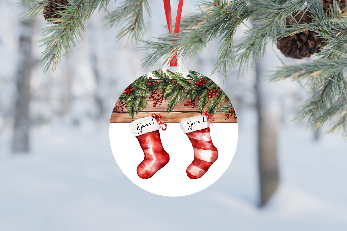 Customizable Family Christmas Stocking Ornament