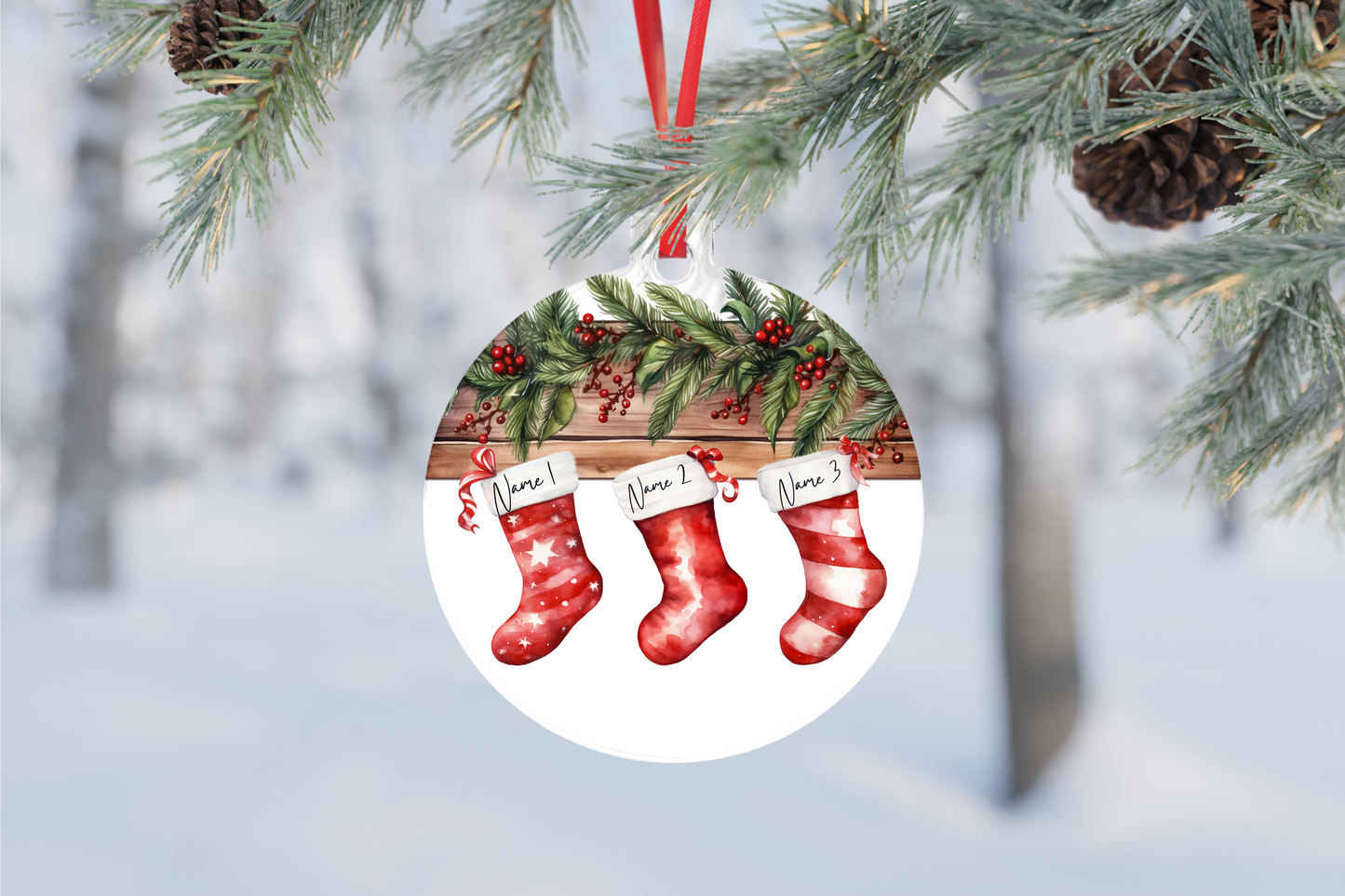 Customizable Family Christmas Stocking Ornament