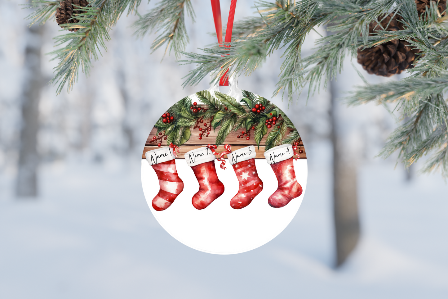 Customizable Family Christmas Stocking Ornament