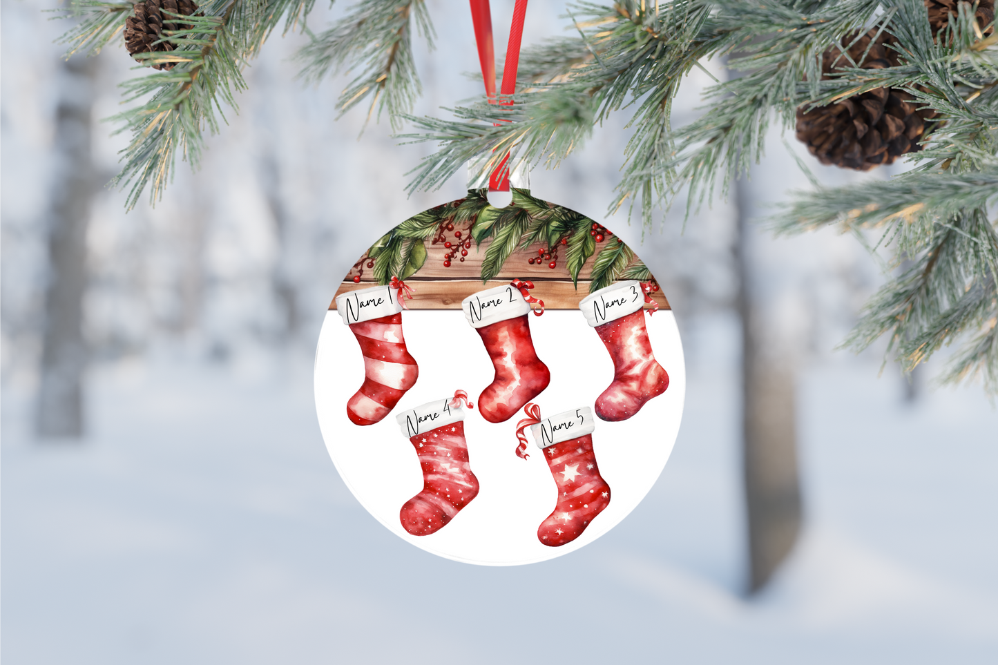 Customizable Family Christmas Stocking Ornament