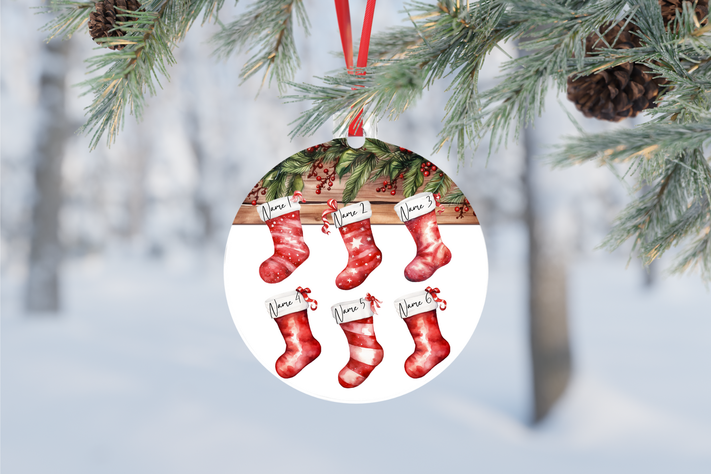 Customizable Family Christmas Stocking Ornament