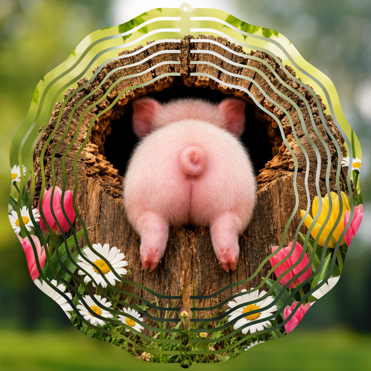 Peek-a-Boo Piglet Wind Spinner