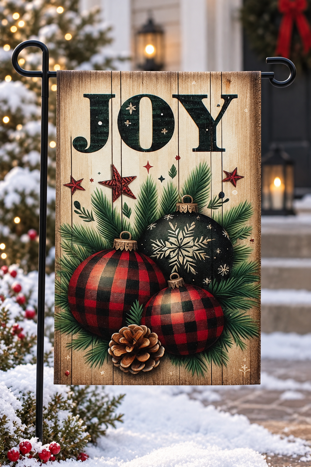Rustic Christmas Joy Garden Flag