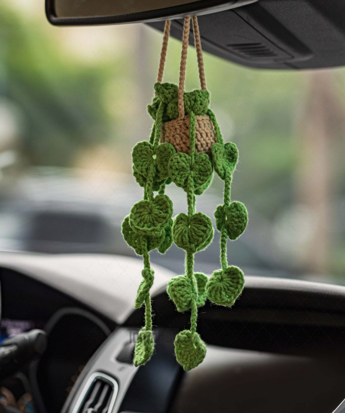 Crochet Car Plant Hanging Accessories, Car Interior Decor