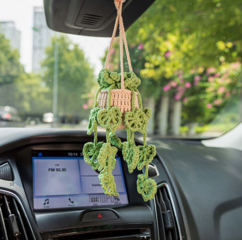 Crochet Car Plant Hanging Accessories, Car Interior Decor