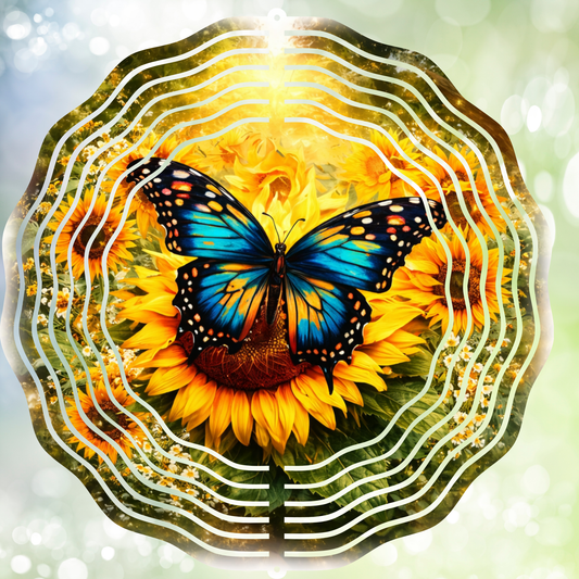 Sunflower Butterfly Wind Spinner